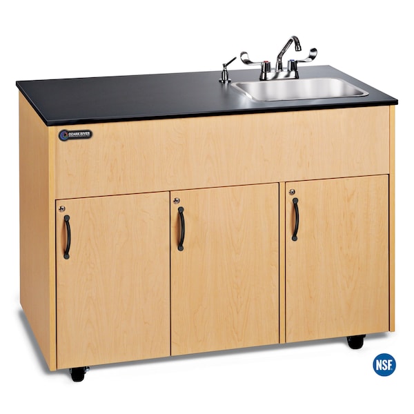 Ozark River Mfg Advantage Maple Hot & Cold Water Portable Sink w/Laminate Top ADAVM-LM-SS1DN - main